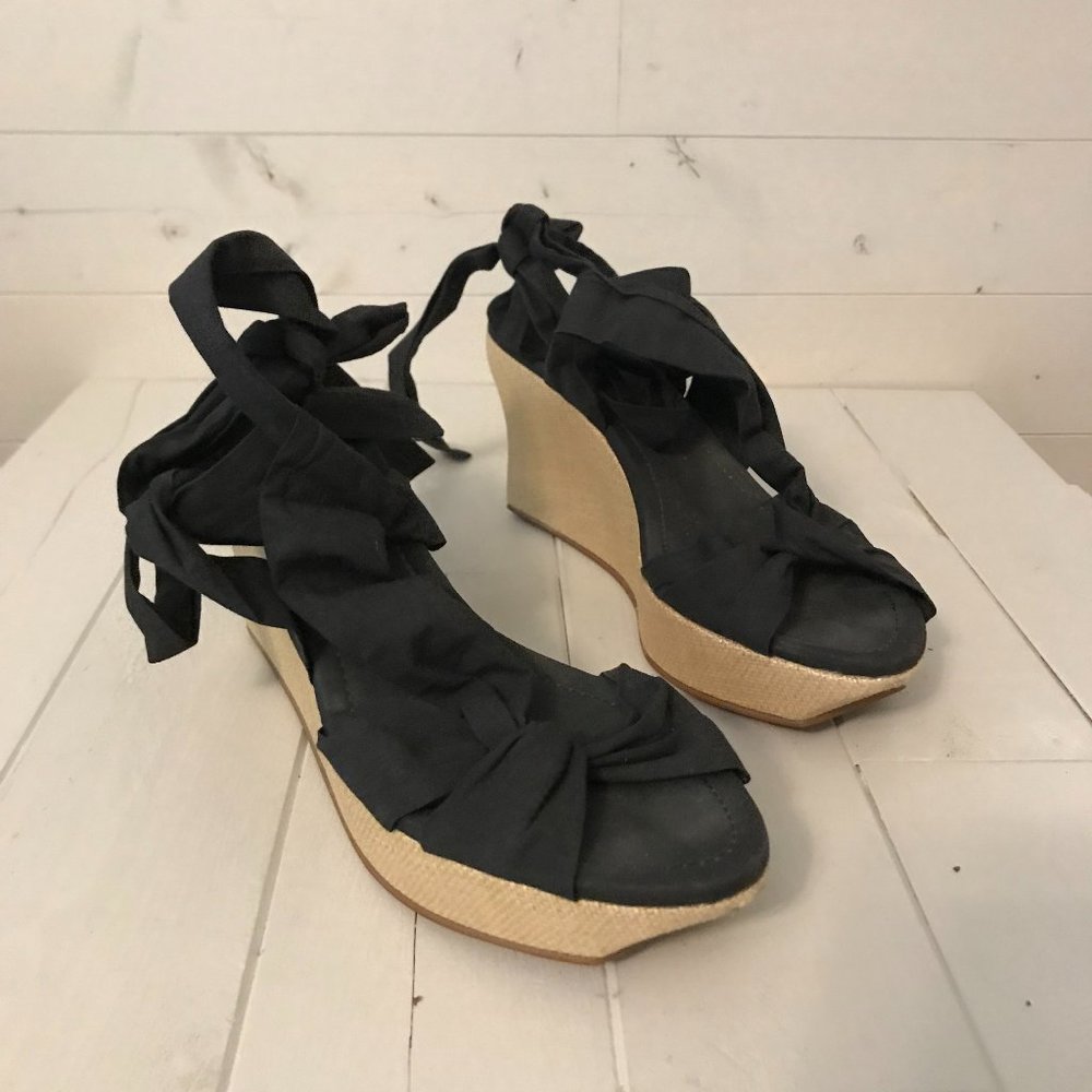 Donna Karan Collection Black Wedge Sandal